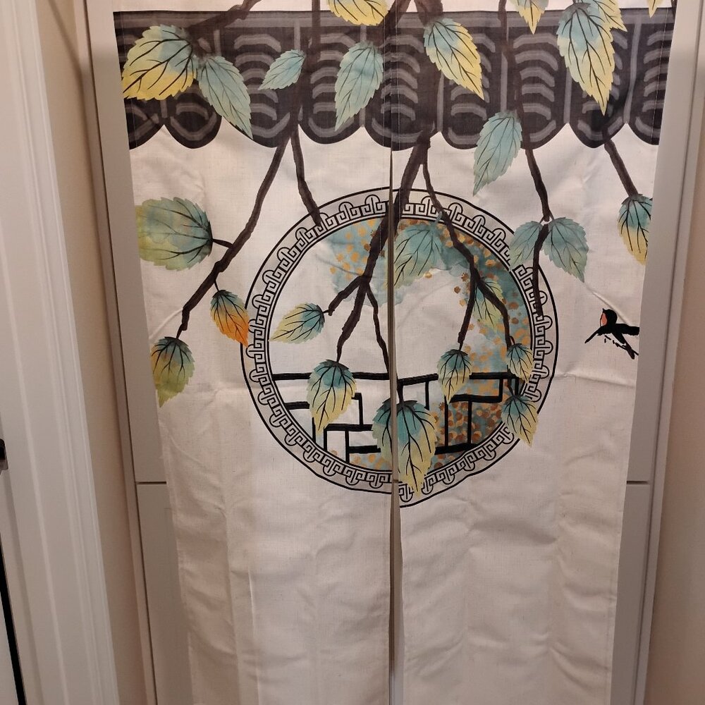 Garden Window View Japanese Style Noren Doorway Curtain For Home Decor